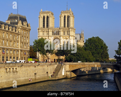 La cattedrale di Notre Dame e il Fiume Senna, Parigi, Francia Foto Stock