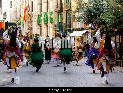 Els Cavallets celebrare la Diada, o catalano Giornata Nazionale, in Palma di Mallorca Foto Stock