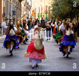 Els Cavallets celebrare la Diada, o catalano Giornata Nazionale, in Palma di Mallorca Foto Stock