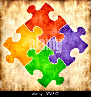 Vintage puzzle stilizzati Foto Stock