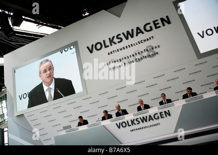 Martin Winterkorn, chief executive officer di Volkswagen AG, durante la dichiarazione finanziaria conferenza stampa del 13.03.2008 in W Foto Stock