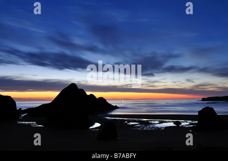 Tramonto a Meyers Creek Beach, pistola River State Park, Oregon Coast, Oregon, USA, America del Nord Foto Stock