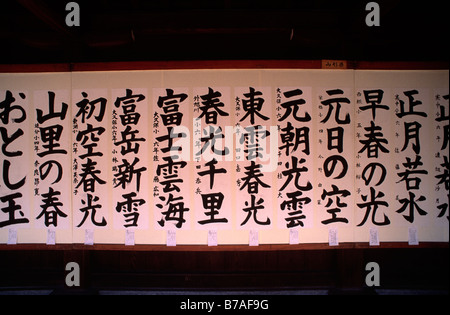 Giappone, Tokyo, santuario Meiji-Jingu, calligrafia giapponese Foto Stock
