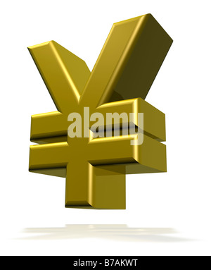 Yen giapponese il simbolo 3D render cgi Foto Stock