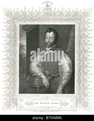 Sir Francis Drake, Vice Ammiraglio (c. 1540 - 27 gennaio 1595), è stato un corsaro inglese, navigator, slave e politico Foto Stock