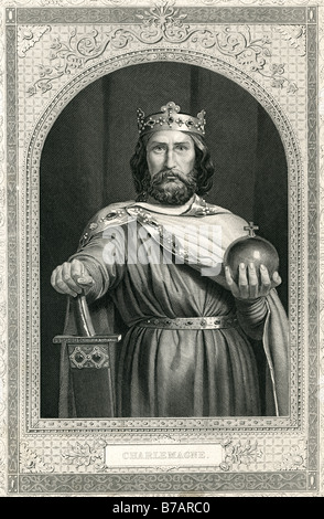 Carlo Magno Carolus Magnus o Magnus Karolus, significato Carlo il Grande (2 Aprile 742 - 28 gennaio 814) era il re dei Franchi f Foto Stock