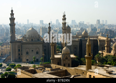 Ar Rifai moschea e Sultan Moschea Hassan al Cairo in Egitto Foto Stock