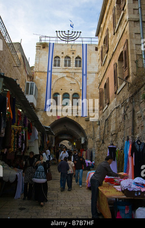 Simboli ebraici posto nel quartiere musulmano della città vecchia di Gerusalemme Foto Stock