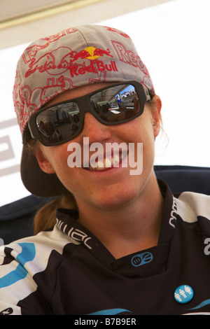 Rachel Atherton ritratto team Commencal animale mountain biker a Fort William Scozia World Cup Giugno 2008 Foto Stock