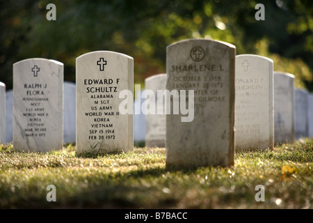 Lapidi, il Cimitero Nazionale di Arlington, Arlington, Virginia, Stati Uniti d'America Foto Stock