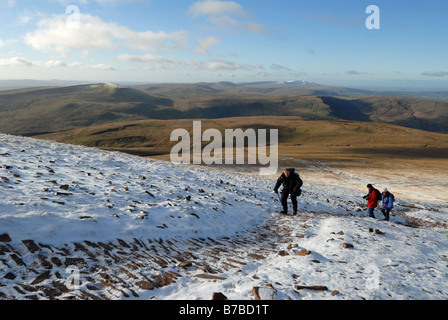 Passeggiate invernali in Brecon Beacons del Galles Foto Stock