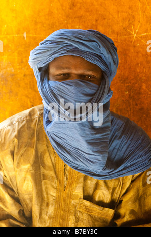 Giovani Musulmani Testa di uomo con turbante in Timbuktu Mali Foto Stock