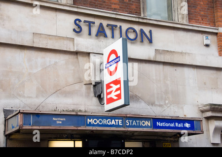 Stazione di moorgate, London, England, Regno Unito Foto Stock