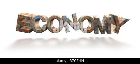 Concetto economico, fallimento, fallito, rotto - parola di rendering 3D CGI Foto Stock