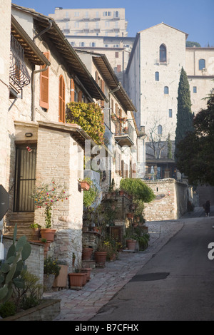 Street, vicolo, in Assisi, Italia Cercando la collina Foto Stock