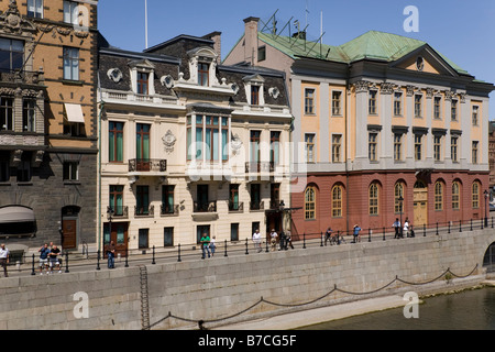 La Sager House con i balconi in ferro battuto è la residenza ufficiale del Primo ministro della Svezia. Foto Stock