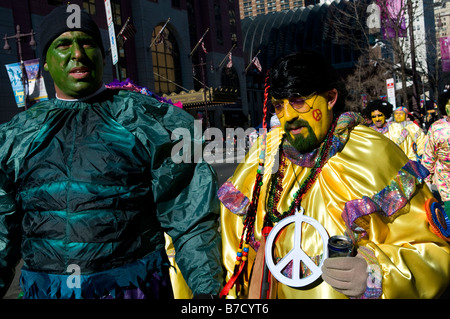 Il famoso Mummers parade su Broad Street a Filadelfia Foto Stock