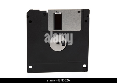 Unico stile vecchio floppy disc su sfondo bianco Foto Stock