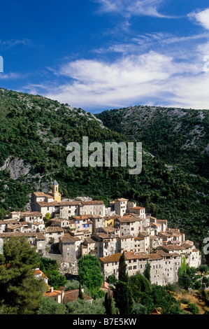 Medieval borgo arroccato di Peillon accanto al francese sulla Costa Azzurra Foto Stock