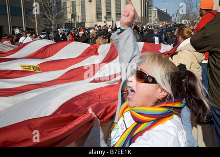 I dimostranti chiedono meno repressiva in materia di immigrazione Foto Stock