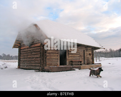 Sauna di fumo nella Sepa Farm, Võru County, Estonia, Europa Foto Stock