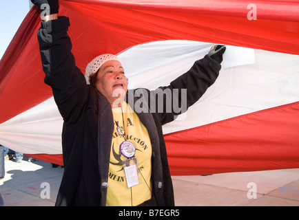 I dimostranti chiedono meno repressiva in materia di immigrazione Foto Stock