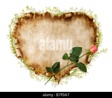 La carta pergamena sfondo con ornamenti floreali Foto stock - Alamy