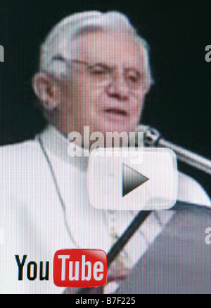 Screenshot del Vaticano piattaforma internet a youtube mostra Papa Benedetto XVI. Foto Stock