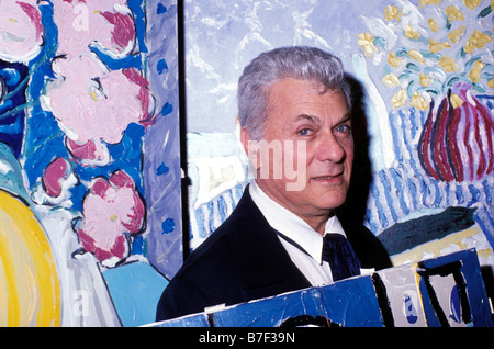 "Tony Curtis' attore che mostra una selezione dei suoi dipinti a Londra 1989 Foto Stock