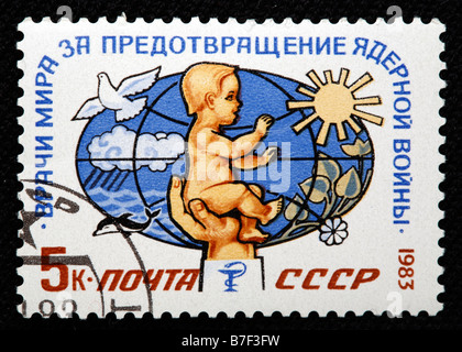 I medici per evitare la guerra nucleare, francobollo, URSS, 1983 Foto Stock