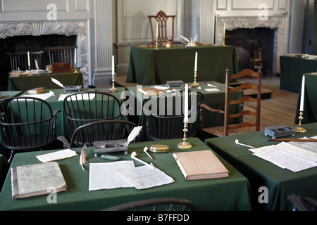 Sala per assemblee, Independence Hall, Philadelphia, Pennsylvania, STATI UNITI D'AMERICA Foto Stock