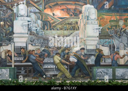 Diego Rivera mural al Detroit Institute of Arts di Detroit, Michigan, Stati Uniti d'America. Foto Stock