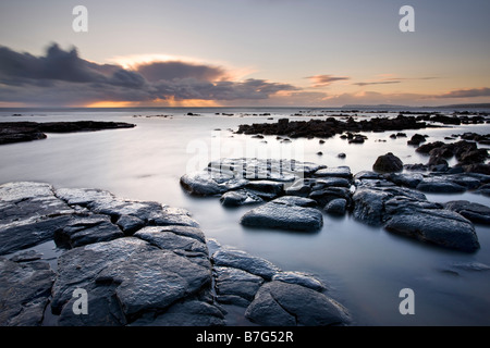 Tramonto a Brighstone Bay, Isola di Wight Foto Stock