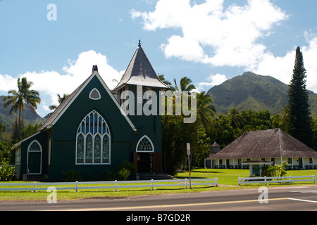 Chiesa tradizionale in Hanalei, Kauai, Hawaii Foto Stock