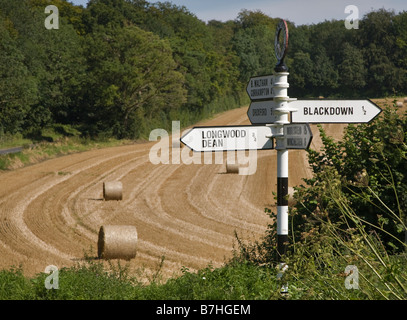 Cartello rurale in Hampshire, Inghilterra Foto Stock
