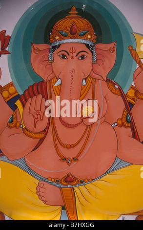 Murale indù Ganesh l'elefante dio Rasjasthan Jaisalmer India Foto Stock