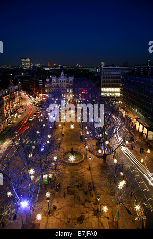 Vista aerea della luci di Natale in Sloane Square, Belgravia, Londra Foto Stock