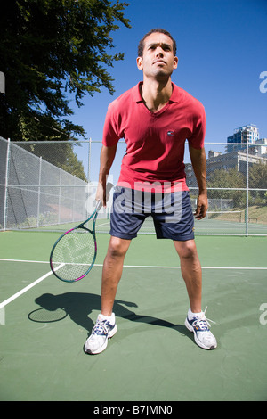 L'uomo sul campo da tennis; Canada, British Columbia, Vancouver Foto Stock