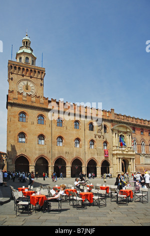 Palazzo d'Accursio (o Palazzo Comunale), Piazza Maggiore, Bologna, Italia Foto Stock