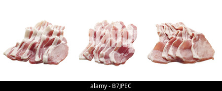 fette di pancetta affettato indietro tagliate fuori rasher stagionati Foto Stock