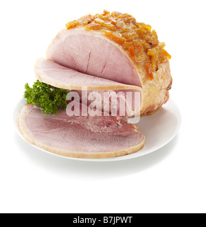 prosciutto di maiale giunco affettato marmellata gammon glassato bollito carne rosa Foto Stock