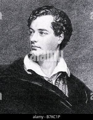 LORD BYRON poeta inglese 1788-1824. Una incisione sulla base di Thomas Phillips dipinto a olio di 1814 noto come il Mantello ritratto Foto Stock