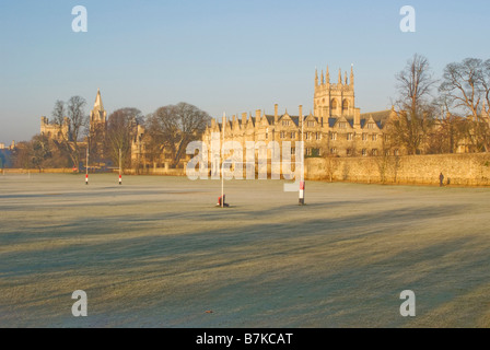 Merton College oltre il campo di Merton in inverno, Oxford Foto Stock