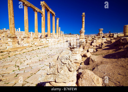 Strade colonnate Jerash Giordania Foto Stock