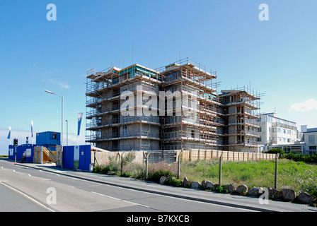 Un nuovo hotel e appartamenti in costruzione a Newquay in Cornovaglia,uk Foto Stock