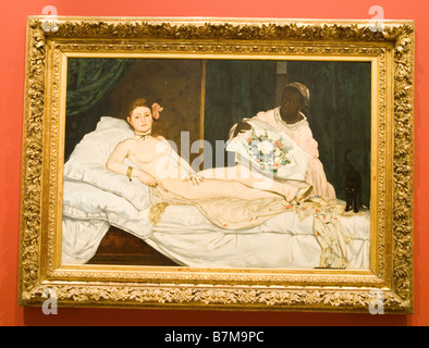 Il dipinto 'L'Olympia' da Edward Manet, il Musee D'ORSAY Parigi Francia Europa Foto Stock