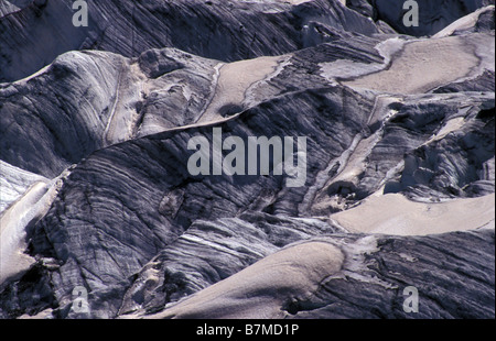 Minapin superficie del Ghiacciaio Karakoram Mountain Range aree del Nord del Pakistan Foto Stock