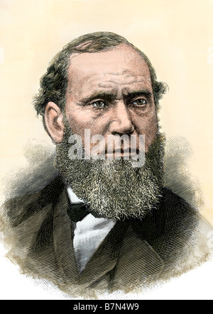 Allan Pinkerton fondatore del primo noi DETECTIVE PRIVATO AGENZIA. Colorate a mano la xilografia Foto Stock