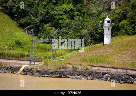 Faro nel Canale di Panama Panama America Centrale Foto Stock