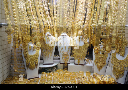 I gioielli del Dubai Gold Souq Foto Stock